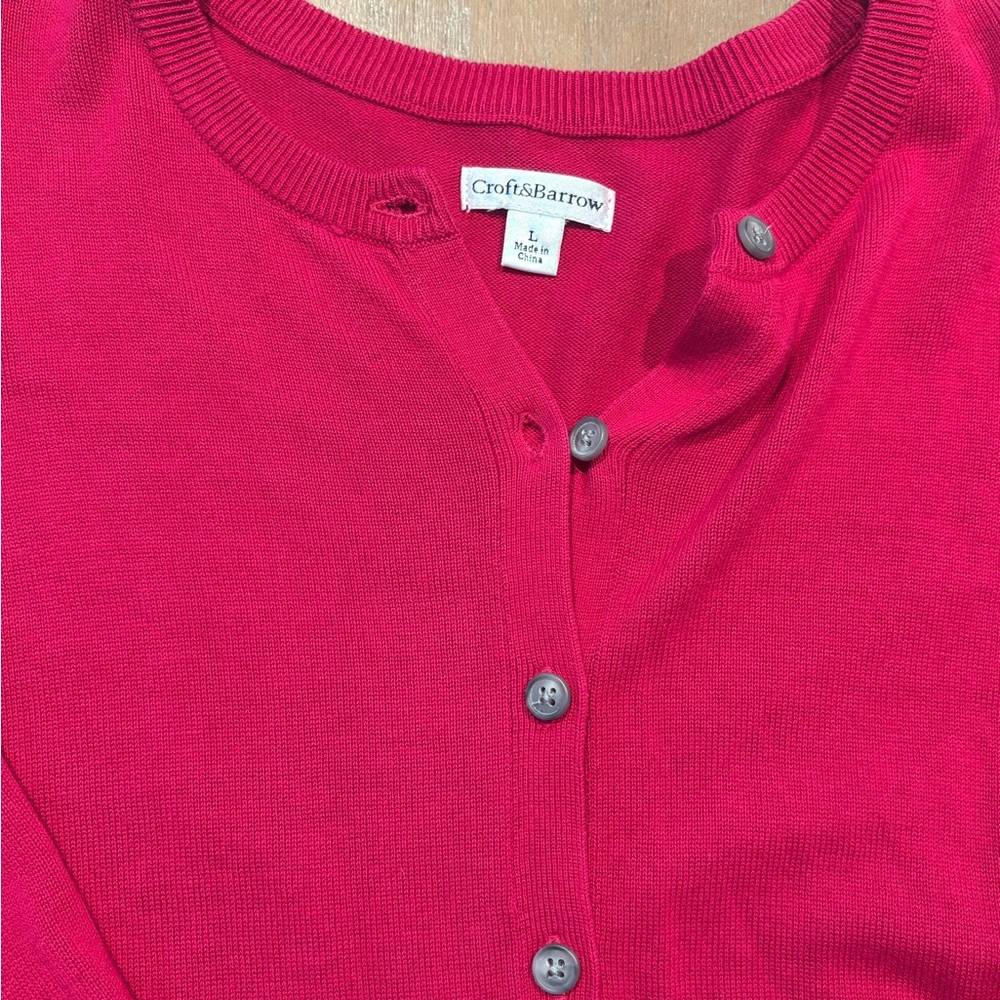 Croft & Barrel button-front cardigan, pink, size L - Picture 3 of 8
